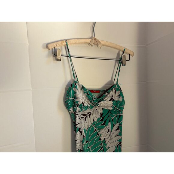 Women’s Green Tropical Leaf Print Babydoll Sundress Small Spaghetti Strap Summer - Picture 6 of 8